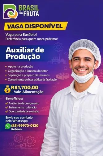 Auxiliar de Produção- Fábrica de Açai 