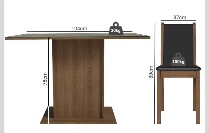 Conjunto mesa com 4 cadeiras