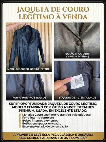 Jaqueta Clássica de Couro Legítimo