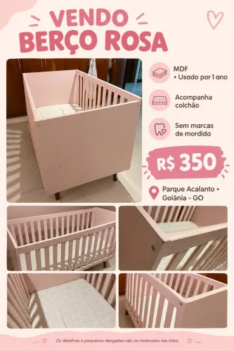 VENDO BERÇO ROSA