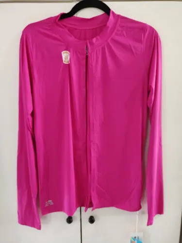 Blusa Casaco Proteção Uv 50+ C Abertura Na Frente Feminino Rosa-chiclete Gg Liso sem Ziper