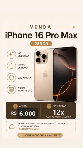iPhone 16 Pro Max sem marcas de uso