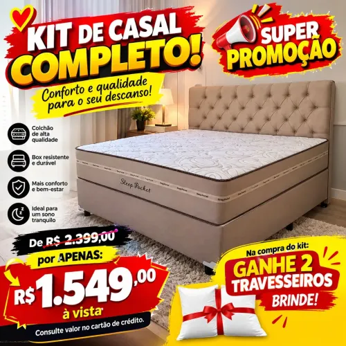 Cama de casal completa, kit completo Tam: 1.38 na oferta