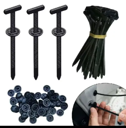 Kit 50 abraçadeira nylon enforca gato formato Em T para para-choque