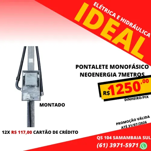 Pontalete montado 7 metros monofásico padrão Neoenergia