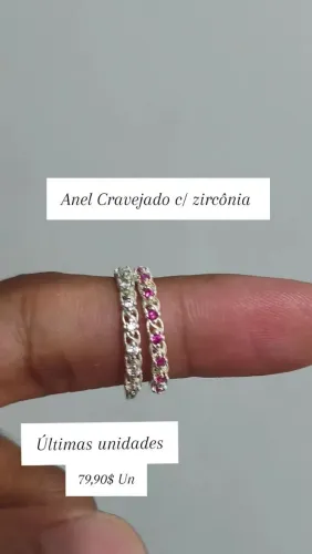Anel Cravejado com zircônia Prata 925
