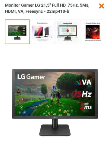 Monitor lg 21.5 fhd 75hz