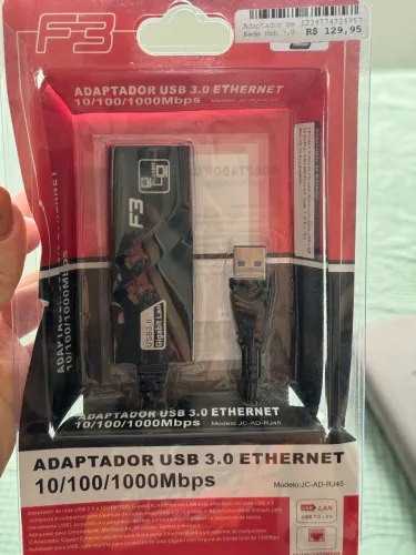 Adaptador USB 3.0 para Ethernet RJ45 Gigabit 10/100/1000 Mbps - Novo