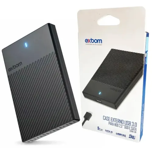 GAVETA PARA HD 2.5" EXBOM USB 3.0 PRETA CGHD-36 - LOJA DADO DIGITAL