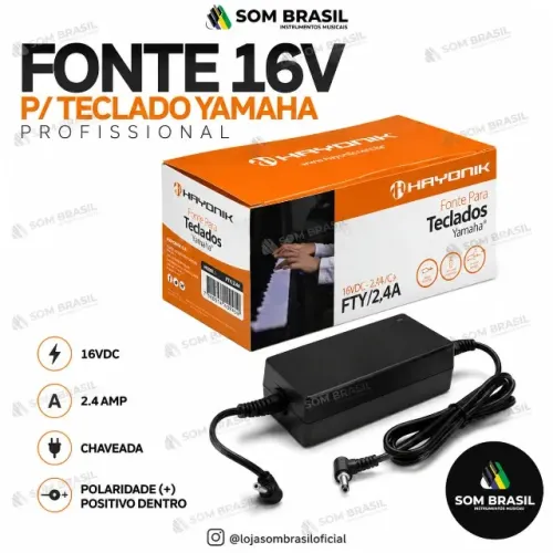 Fonte 16v P/ Teclados Yamaha Profissinal 16vdc 2,4 Amp
