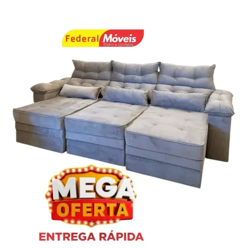 Sofá com 3 Lugares 2,90m Lindo - Visite nossa Loja!