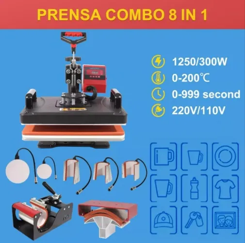 Prensa térmica Combo 8 em 1