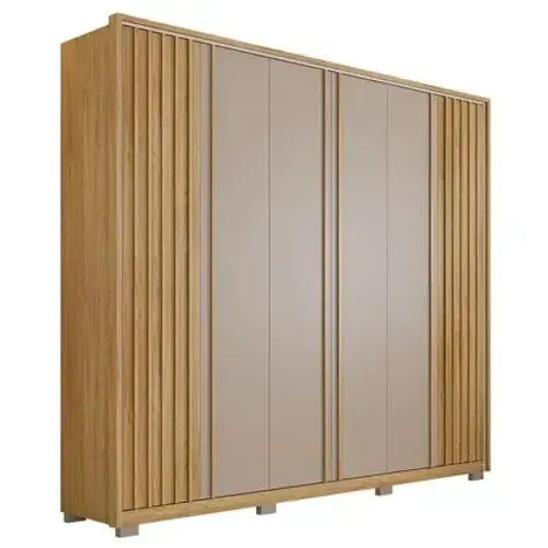 Guarda Roupa Barcelona Ripado 6 Portas no Rose