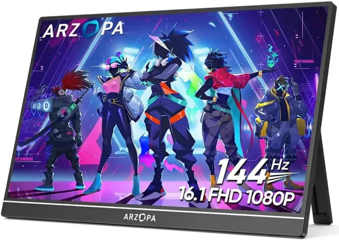 Monitor Portátil ARZOPA Z1FC 16,1" 144Hz IPS FHD HDR com Suporte Integrado, USB-C e Mini