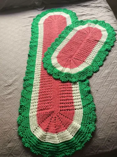 Conjunto tapete crochê 2 peças
