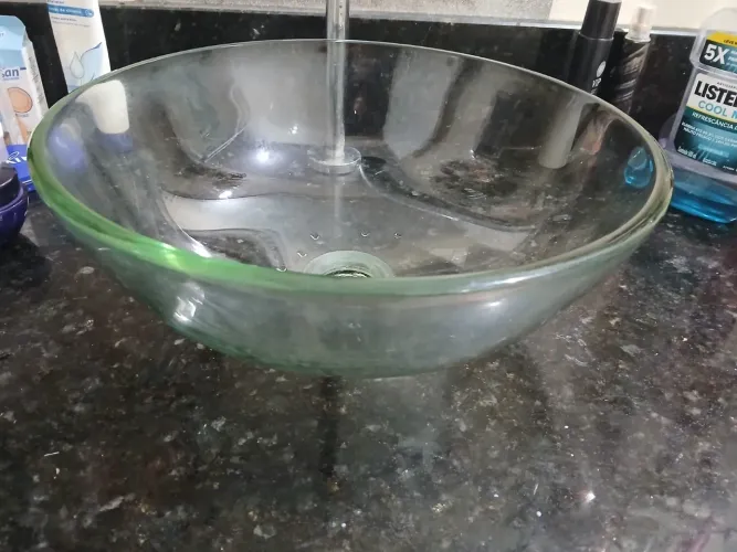 Cuba De Vidro Para Banheiro Redonda 35cm Lavado