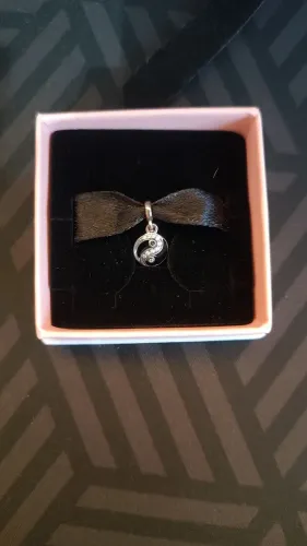 Pandora Original Mini Charm Prata Pendente Yin e Yang Brilhante
