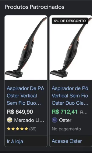 Aspirador  Oster 2 em 1 Aspirador de pó sem fio com tecnologia Duo clean