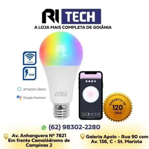 Lâmpada RGB Inteligente Alpha-801 WiFi LED Colorida App Alexa