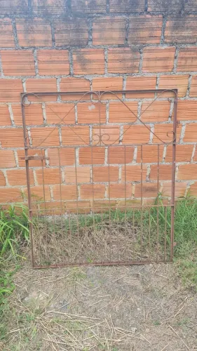 Portão De Ferro Antigo Colonial Trabalhado Maciço - 95x115cm