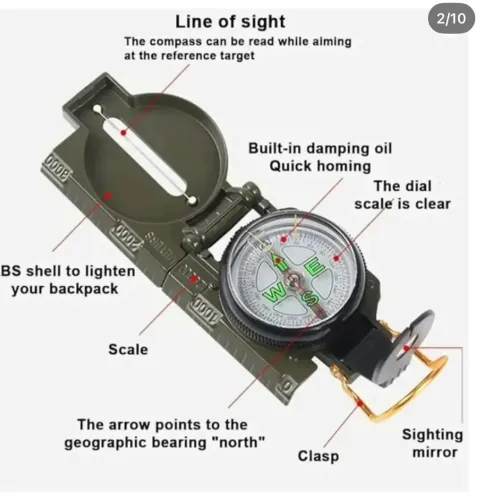 Bussola Militar A Prova D'Agua Com Tampa Modelo: 45-2 Lensatc Compass