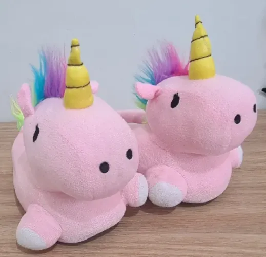 pantufa unicórnio rosa