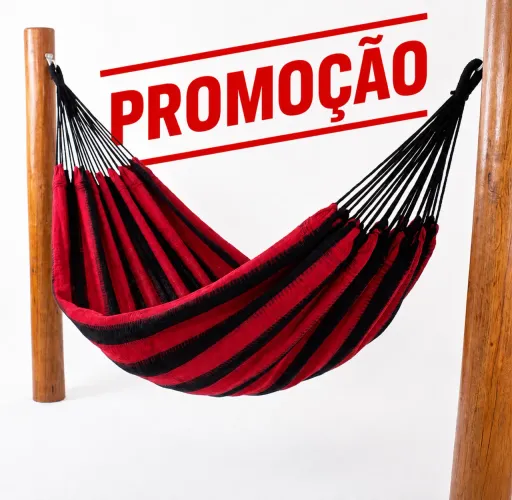 Rede de Descanso Casal Artesanal Flamengo - Vermelha e Preta | Suporta até 150 kg
