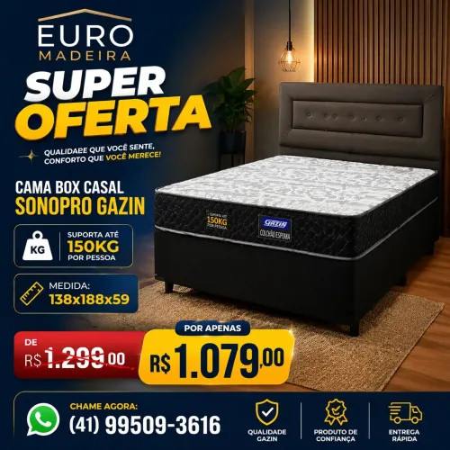 Cama box casal Sonopro Gazin Para 150 kg - Novo