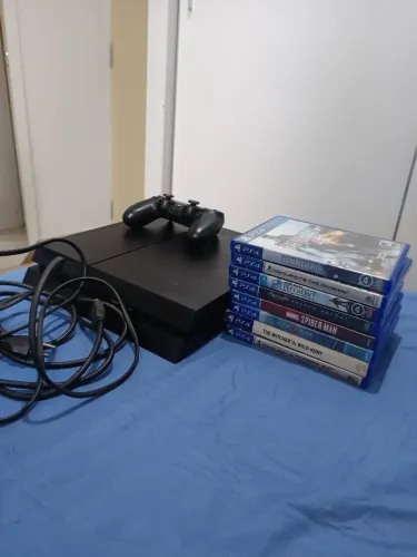 Ps4 Fat 500gb + 1 controle + 8 jogos