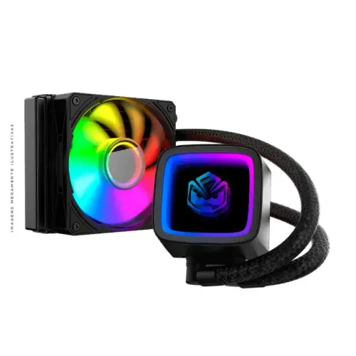 Water Cooler PCYES Tundra Vulcan, ARGB, 120mm, Intel/AMD, Até 150W, Preto - WCTBK120