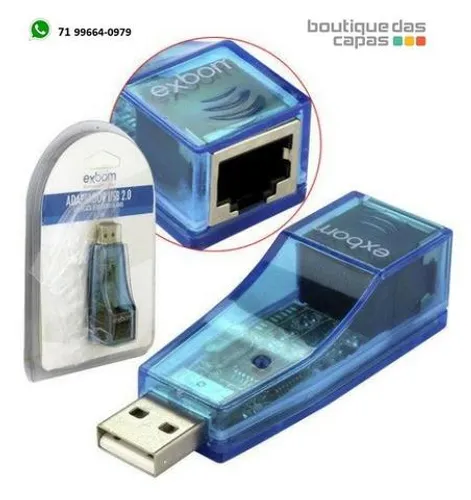 Adaptador Usb Lan Placa Rede Externa Ethernet 10/100 ul-100 exbom