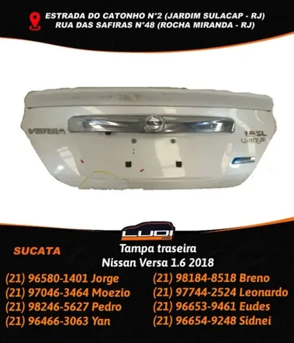 Tampa traseira Nissan Versa 1.6 2018