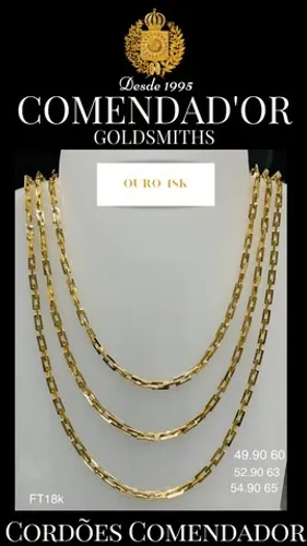 Cordão de ouro, vários modelos, de vários pesos e larguras! Confira!