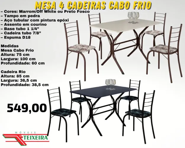 Mesa 4 cadeiras Cabo Frio- PRONTA ENTREGA!!