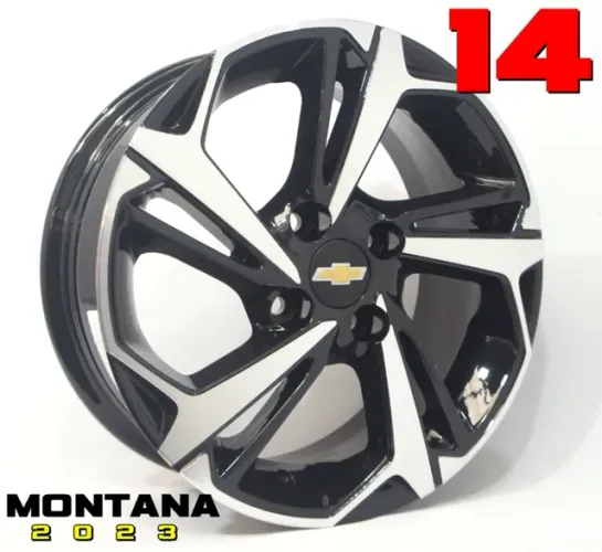 Roda aro 14 Chevrolet 2023 preta com diamantado 4x100 jogo