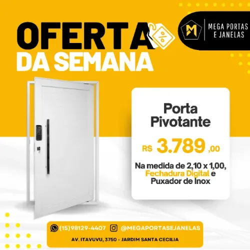 Porta Pivotante Alumínio Lambril Com Fechadura Digital