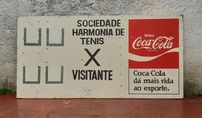 Placa rara coca cola anos 70, Harmonia tênis clube