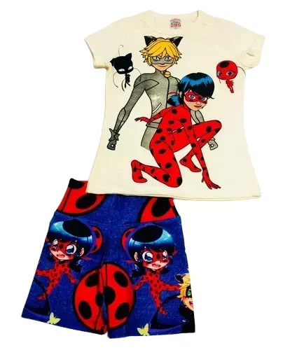 Conjunto Infantil Menina Personagem Bermuda Suplex Verão