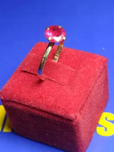 Anel Chuveirinho Solitário Pedra 6 mm Zircônias Ouro 18 Kilates Todas as Cores Peso 1.20 