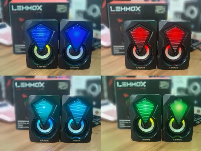 Caixa de Som para PC com LED RGB - Lehmox