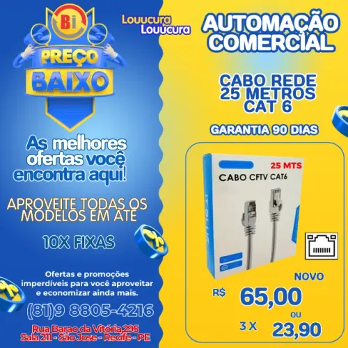  Cabo Rede Cat6 25 Metros Cabo De Internet