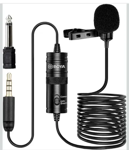 Microfone de Lapela BOYA BY-M1, Omni Direcional, Preto