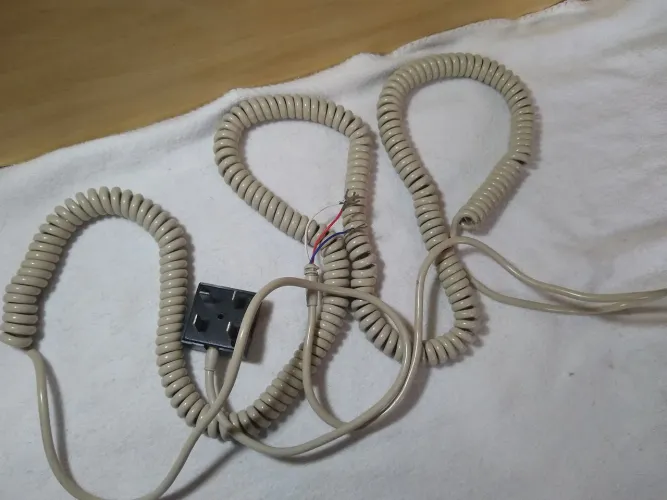telefone antigo extensão espiral  cinza claro original 