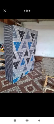 Box Colchão conjugada Casal com Design Geométrico Moderno