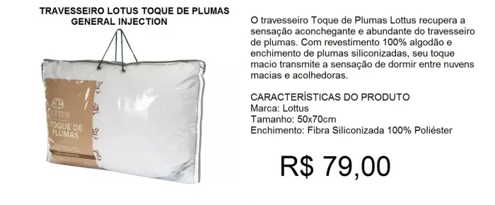 Travesseiro Toque de Plumas Lottus - Novo