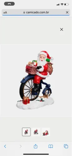Papai Noel em resina na bicicleta 11 cm