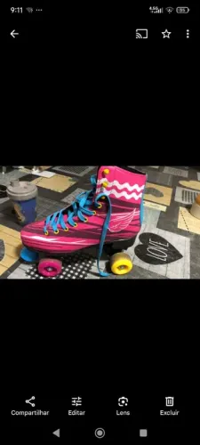 Patins Infantil Rosa com Rodas Coloridas
