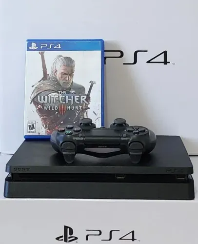 PS4 Slim 500GB c/ Garantia + Jogo. Temos LOJA FÍSICA! Adquira já o seu Videogame!<br>