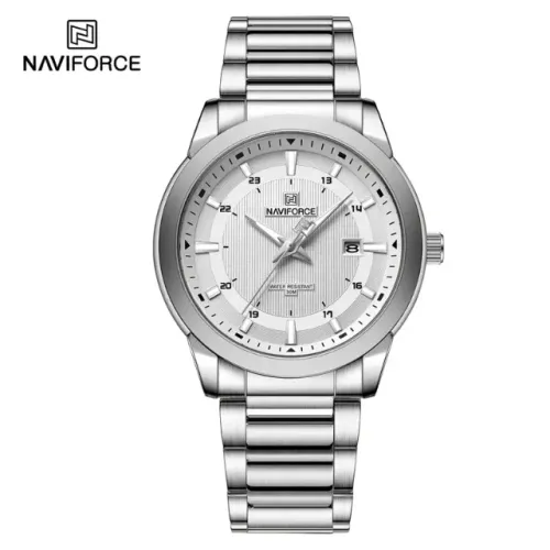 Relógio Naviforce Clássico Masculino Quartzo Impermeável com Pulseira de Aço Inoxidável