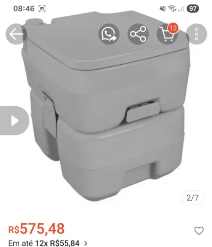 Banheiro Químico Portátil para Camping e Viagens